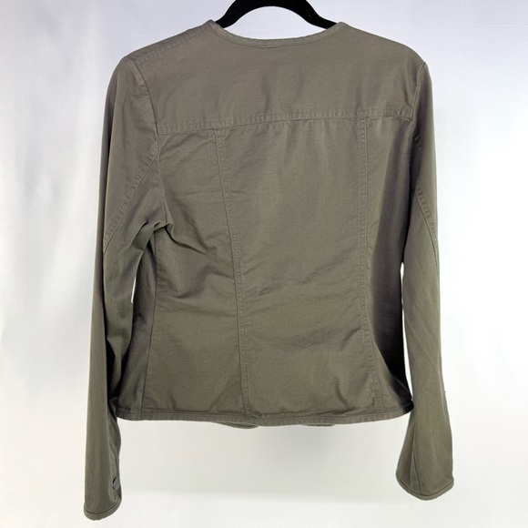 Pendleton Cotton Chino Collarless Khaki green button down jacket women’s medium - Picture 3 of 9
